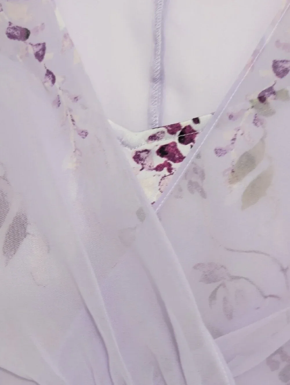 White House Black Market Lavender Floral Wrap Blouse - Picture 5 of 5